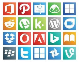 20 sociaal media icoon pak inclusief twitter ibooks wordpress bing opera vector