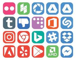 20 sociaal media icoon pak inclusief google Speel Adobe shazam dropbox speling vector