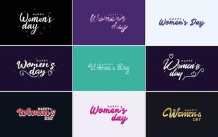 abstract gelukkig vrouwen dag logo met een liefde vector ontwerp in roze. Purper. en zwart kleuren