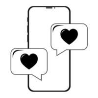 eenvoudige illustratie van telefoon met hartpictogram voor st. Valentijnsdag vector