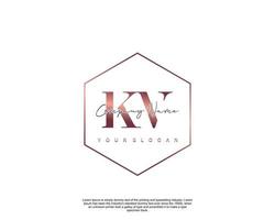 eerste brief kv vrouwelijk logo schoonheid monogram en elegant logo ontwerp, handschrift logo van eerste handtekening, bruiloft, mode, bloemen en botanisch met creatief sjabloon vector