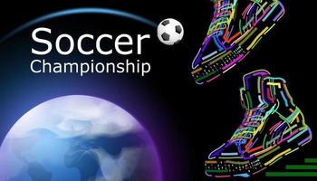 Amerikaans voetbal poster met voetbal bal, sportschoenen Aan planeet aarde achtergrond en ruimte voor tekst vector