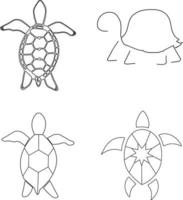 lijn kunst schildpad tatoeëren vector