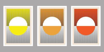 reeks van minimaal Jaren 20 meetkundig ontwerp affiches, vector sjabloon van drie verschillend kleuren.