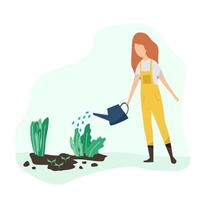 tuinieren mensen de lente. vlak vector concept illustratie Dames, aan het doen hobby tuin werk.lente tuinieren concept