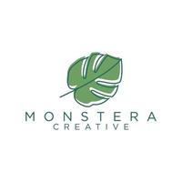 monstera blad logo ontwerp vector