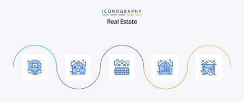 echt landgoed blauw 5 icoon pak inclusief telefoongesprek. echt. appartement. eigendom. huis vector