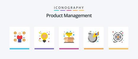 Product beheer vlak 5 icoon pak inclusief bedrijf. beheer. doos. beschrijvingen. grafiek. creatief pictogrammen ontwerp vector