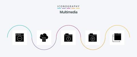 multimedia glyph 5 icoon pak inclusief . map. apps vector