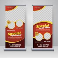 eten en restaurant roll-up banner ontwerpsjabloon vector