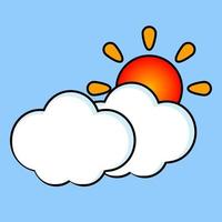 zonnig weer icoon. zon en wolken. vector illustratie.