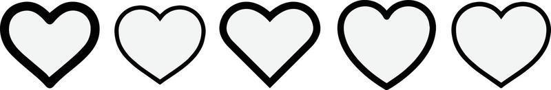 horizontaal reeks voor inkt borstel harten. hart symbool. hart icoon. vormig logo. geliefden, romantiek, valentijnskaarten, valentijn, romantisch, concept, kaart, huwelijk, twee, dag, verscheidenheid, affectie, geluk vector
