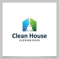 inspiratie logo ontwerp schoon bezem met huis logo. premie vector