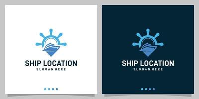 schip stuurinrichting wiel inspiratie en abstract boot vorm met plaats logo. premie vector