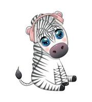 schattig zebra in koptelefoon, liefde voor muziek. aantekeningen en treble sleutels vector