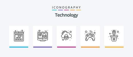 technologie lijn 5 icoon pak inclusief Geldautomaat kaart. dar camera. op slot doen. camera. veiligheid. creatief pictogrammen ontwerp vector