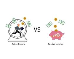 passief inkomen vergelijken met actief inkomen verdiend door inspanning of output vector