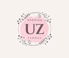 uz initialen brief bruiloft monogram logos sjabloon, hand- getrokken modern minimalistisch en bloemen Sjablonen voor uitnodiging kaarten, opslaan de datum, elegant identiteit. vector