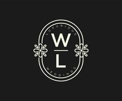 wl initialen brief bruiloft monogram logos sjabloon, hand- getrokken modern minimalistisch en bloemen Sjablonen voor uitnodiging kaarten, opslaan de datum, elegant identiteit. vector