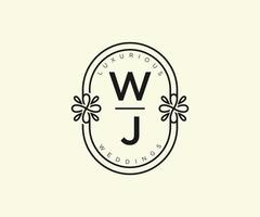 wj initialen brief bruiloft monogram logos sjabloon, hand- getrokken modern minimalistisch en bloemen Sjablonen voor uitnodiging kaarten, opslaan de datum, elegant identiteit. vector