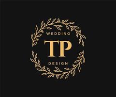 tp initialen brief bruiloft monogram logos verzameling, hand- getrokken modern minimalistisch en bloemen Sjablonen voor uitnodiging kaarten, opslaan de datum, elegant identiteit voor restaurant, boetiek, cafe in vector