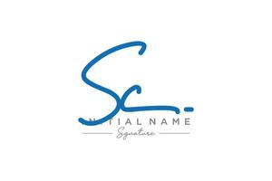 eerste sc handtekening logo sjabloon vector. hand- getrokken schoonschrift belettering vector illustratie.