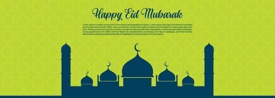 eid mubarak Islamitisch achtergrond, gelukkig eid mubarak banier illustratie, Islamitisch groet kaart religie moslim viering. Arabisch modern schoonschrift vector