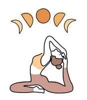 illustratie van een meisje aan het doen yoga. een lijn illustratie van meisje silhouet. sport oefeningenillustratie van een meisje aan het doen yoga. een lijn illustratie van meisje silhouet. sport opdrachten vector