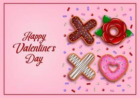 Valentijnsdag dag achtergrond met donuts vector