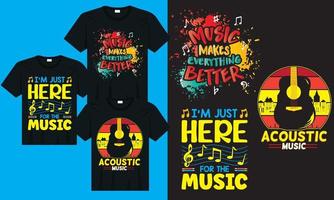 muziek- t-shirt ontwerp, muziek- t-shirt sjabloon, inspirerend citaat over muziek, gitaren muziek- silhouet t-shirt ontwerp vector