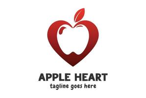 modern gemakkelijk minimalistische liefde hart met appel fruit voor eetpatroon veganistisch of gezond voedsel logo vector