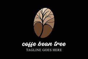 zonsondergang zonsopkomst woestijn koffie Boon met droog dood boom fabriek silhouet logo vector