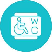 gehandicapt toilet glyph cirkel achtergrond icoon vector