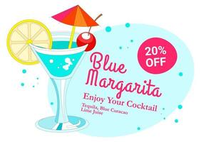 blauw margarita cocktail, winkel vermindering van prijs vector