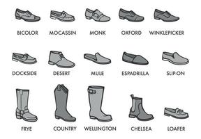 schoenen types van laarzen voor mannen mode vector