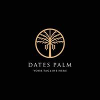 luxe minimalistische datum palm goud logo ontwerp vector