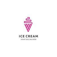 modern minimalistische ijs room lijn kunst logo ontwerp vector icoon roze kleur