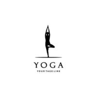 yoga houding vrouw silhouet logo ontwerp illustratie vector