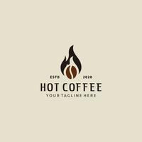 heet koffie brander wijnoogst logo ontwerp met koffie bonen en vlam vector