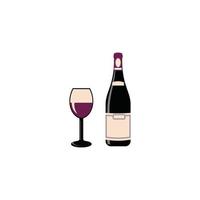 wijn fles Champagne en glas icoon logo ontwerp vector