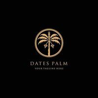 datums palm luxe goud kleur logo ontwerp vector