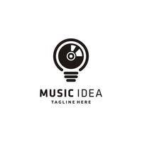 vinyl en licht lamp muziek- idee retro logo ontwerp icoon vector inspiratie