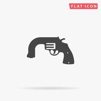 gebogen revolver vlak vector icoon. hand- getrokken stijl ontwerp illustraties.