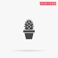 cactus ingemaakt plant, bloempot vlak vector icoon. hand- getrokken stijl ontwerp illustraties.