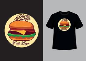 hamburger afdrukbare t overhemd ontwerp sjabloon. hamburger t shirt, t shirt, voedsel en t overhemd ontwerp vector
