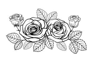 wijnoogst roos boeket illustratie voor kopiëren ruimte en ornament vector