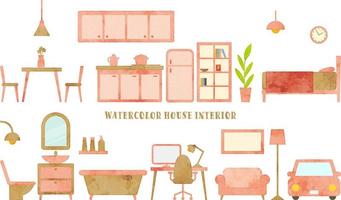 reeks van vector waterverf meubilair illustratie