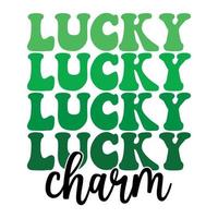 Lucky charme .heilige Patrick dag belettering decoratie. klaverblad en groen hoed. heilige patricks dag typografie poster vector