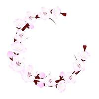 kers bloesem lauwerkrans. wit roze schattig sakura bloemen. ronde kader van kers bloeit. voorjaar roze bloeiend samenstelling met knoppen. feestelijk decoraties voor bruiloft, vakantie, ansichtkaart, poster en ontwerp vector