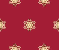 rood Kerstmis achtergrond met goud arabesk ornament. Kerstmis naadloos achtergrond met sneeuwvlokken. rood, goud. naadloos vector patroon. voor kleding stof, behang, textiel, verpakking.